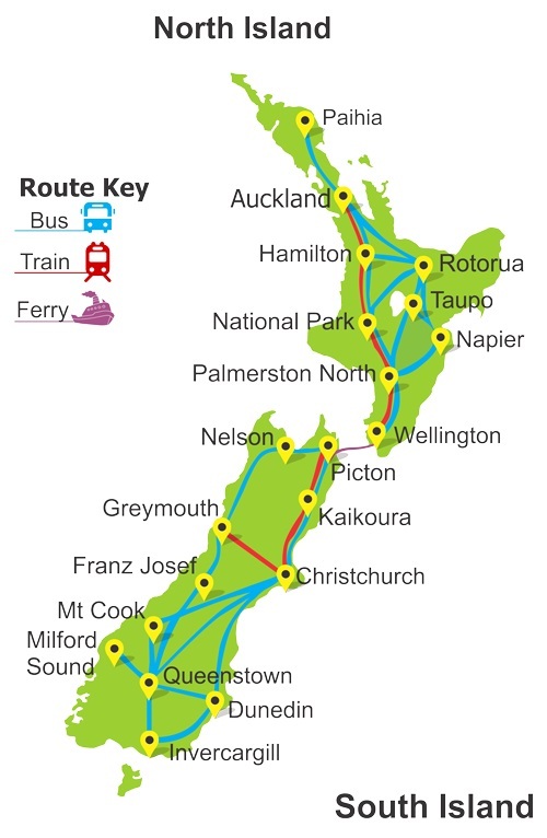 New Zealand route map