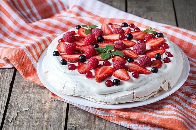 Pavlova organic homemade traditional meringue dessert sweet cake