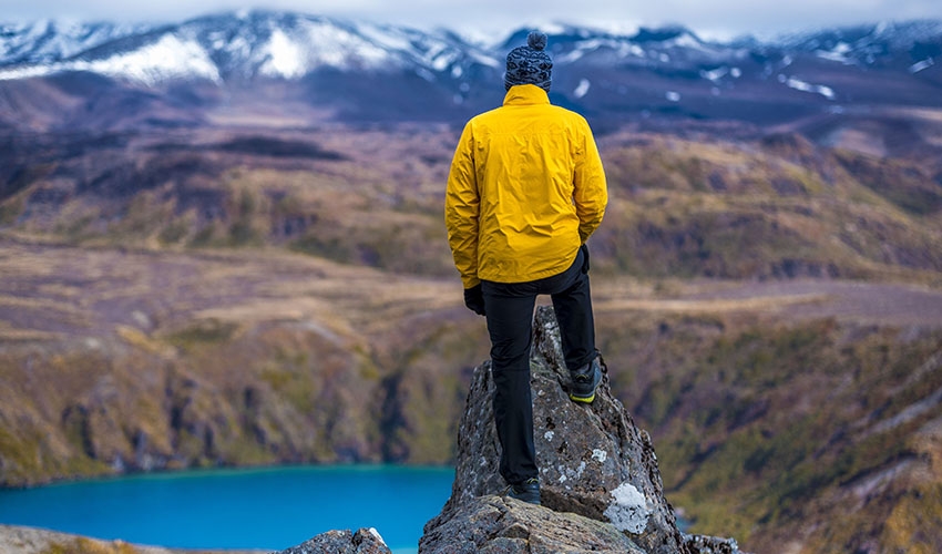 Man staring to the future, Tama Lakes, New Zealand.