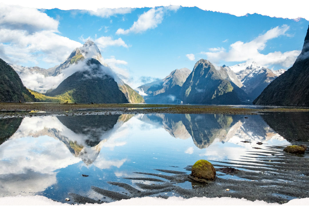 Mitre Peak rising above Milford Sound in Fiordland, the Misty Mountains and Anduin filming country